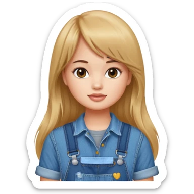 Debby Ryan (long hair with straight bangs) wearing overalls sticker