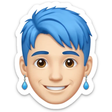 blue haired man with earrings sticker