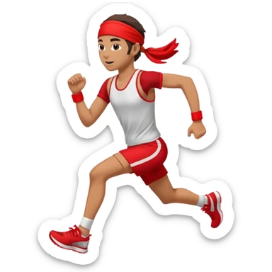 Runner with red headband sticker