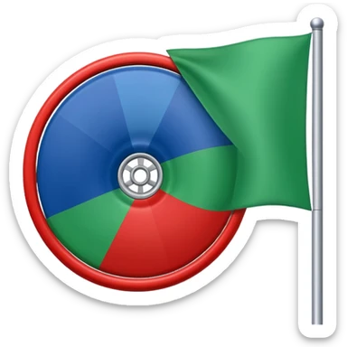 Drapeau bande bleu en haut bande verte en bas et roue rouge au milieu sticker