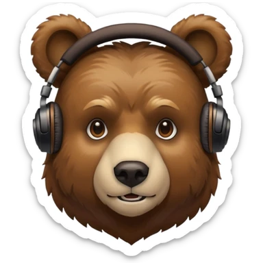 Bear with gamer headphones  sticker