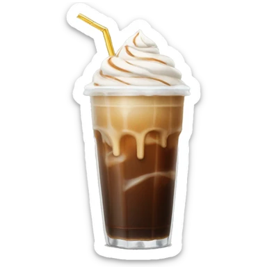 Iced coffee with cold foam and straw sticker