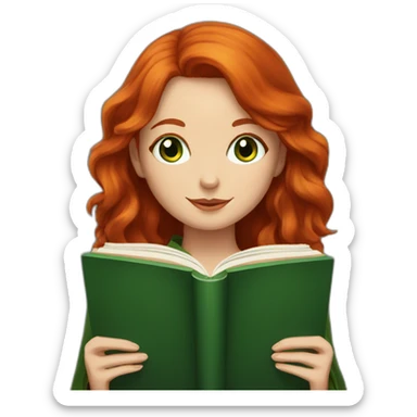 Redhead with green eyes gryffindor reading a book sticker