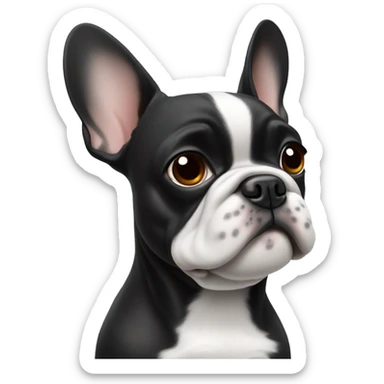 Black Frenchie with white fur at neck ￼ sticker