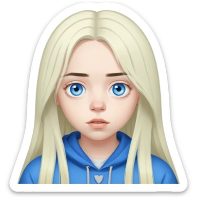 Billie eilish blue eyes long hair sticker