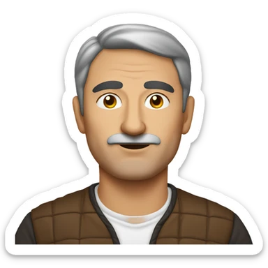 middle aged man with an unibrow drinking turkish tea sticker