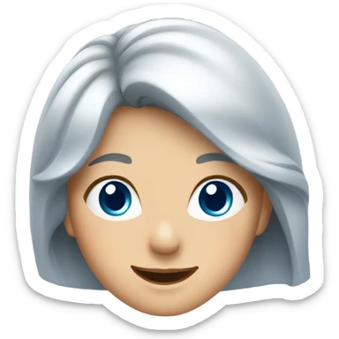 Blue eyed grey hair happy girl sticker