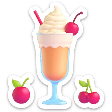 cream soda glass with ice cream and cherry sticker