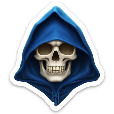skull wearing blue hood and cloak sticker