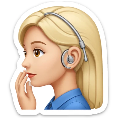 woman with hearing aid sticker