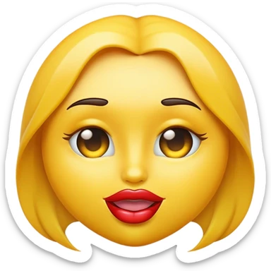 yellow emoji with glossy lips and seductive face  sticker