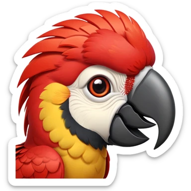 cinematic-cute-macaw-portrait-emoji,-head-tilted-playfully-and-inquisitively,-with-a-dazzling-red-plumage-and-round,-sparkling-eyes-filled-with-charm,-simplified-yet-irresistibly-adorable-features,-highly-detailed sticker