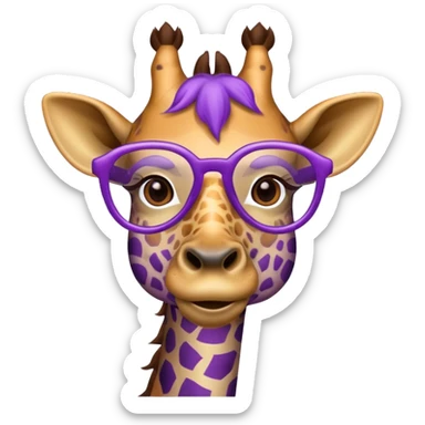 Giraffe with purple glasses sticker
