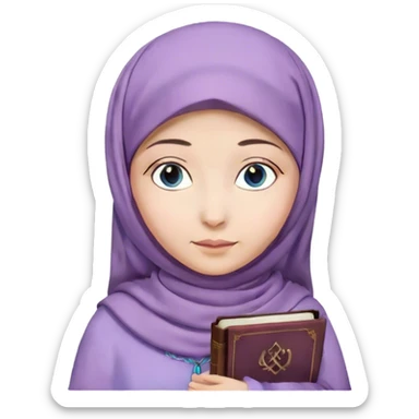Turkish beautiful finish Konya girl blue eyes with hijab and lilac dress have Quran  sticker