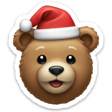 teddy bear with christmas hat sticker