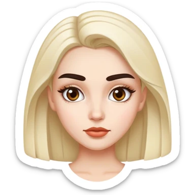 really pretty girl with thick good looking eyebrows and white skin color sticker