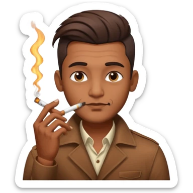 Indian brown guy with side gfade hair style, smoking cigarette sticker