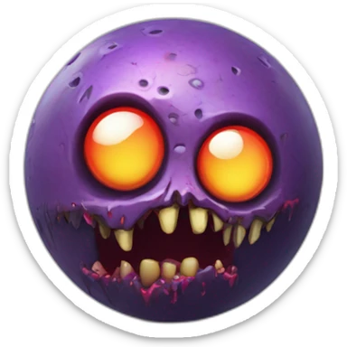 3d sphere with a cartoon pensive poppy Zombie skin texture with underdeveloped eyes sticker