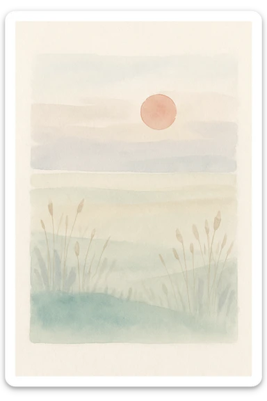 sunset over a beautiful field, vibrant colors, painterly style sticker