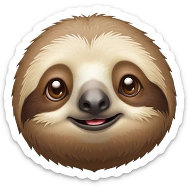 Cinematic Cute Sloth Portrait Emoji, Head tilted playfully and inquisitively, with a delightfully relaxed expression accented by a soft, fuzzy Fur and round, sparkling eyes filled with charm, Simplified yet irresistibly adorable features, highly detailed, glowing with a warm, gentle glow, high shine, affectionate and laid-back, stylized with a touch of whimsical laziness, bright and endearing, soft glowing outline, capturing the essence of a mischievous yet loving sloth that seems as if it could slowly dangle out of the screen into your arms! sticker