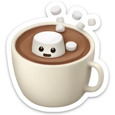 hot chocolate in a cream colored mug with marshmallows  sticker