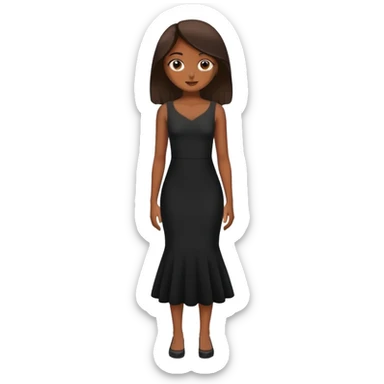 full body brown skinned girl in a black dress sticker