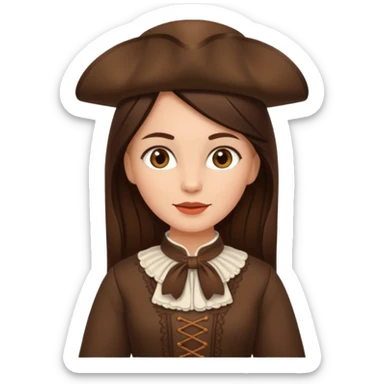 brunette woman with traditional brown dutch clothing sticker