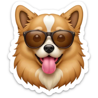 Dog with sunglasses with its tongue out sticker