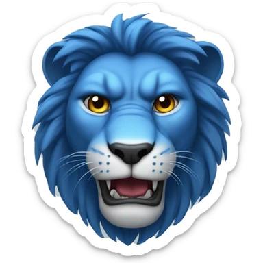 head of a blue lion who is angry sticker