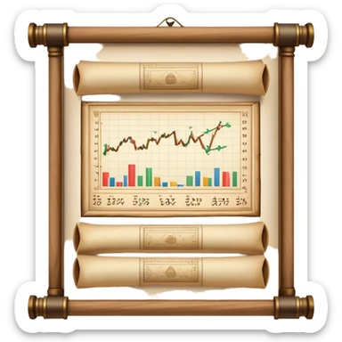 ancient scrolls with trading charts on the screen sticker
