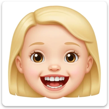 A baby girl with two down teeth  sticker