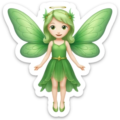 full body of little green fairy sticker