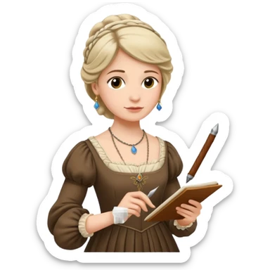 Jane austin writing with a quill in hand sticker