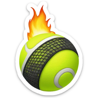 tennis ball with fire sticker