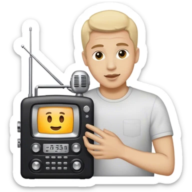 radio amateur setting up his radio station sticker