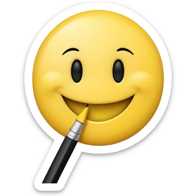Smiley face sucking on pen ￼￼ sticker