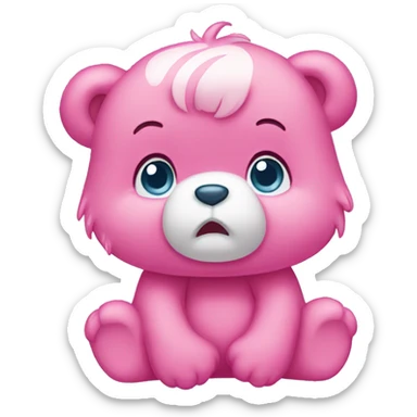 pink Care Bear crying with tears sticker
