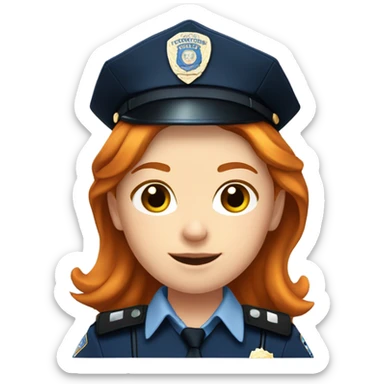 face of ginger girl police officer teen cute blue uniform  policia badge brown eyes sticker