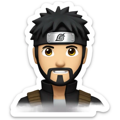 Naruto With Black hair and Black beard , Black Ninja jacket sticker