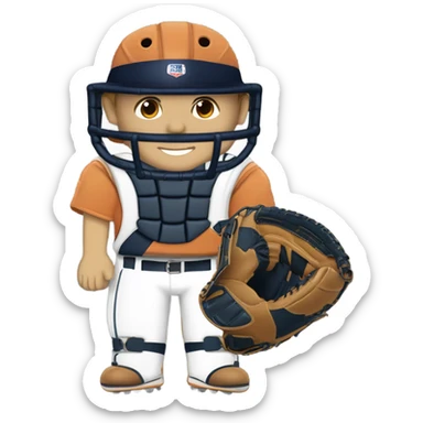 Baseball player in catchers gear sticker
