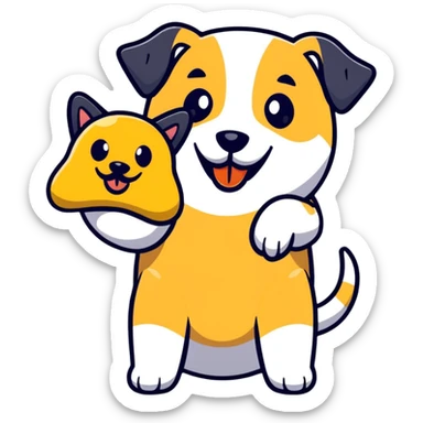 playful emoji eating a dog sticker