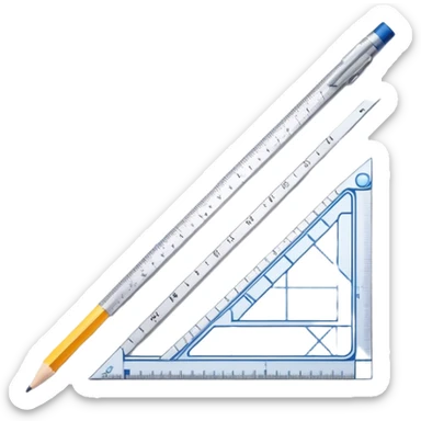 blueprint with ruler and pencil sticker