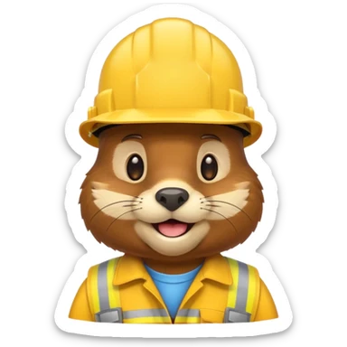 beaver  wearing a hard hat emojis funny sticker