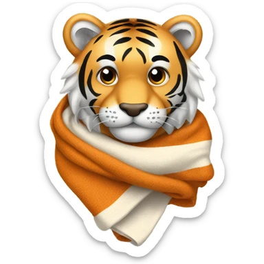 Cold tiger with scarf and blanket sticker