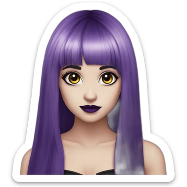 Elissabat-with-bangs-long-hair-purple-and-black-vampire-goth-makeup sticker