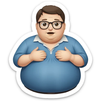 Hombre nerd obeso mórbido con la barriga abriendo la camisa sticker