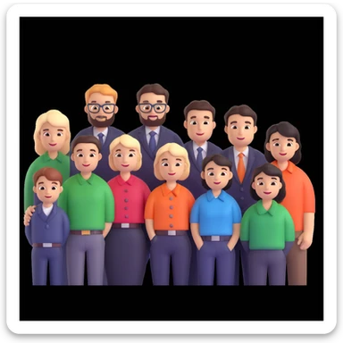 depict 8 designers and one manager sticker