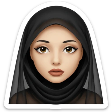 Face hidden under sheer black veil, lips and eyes barely visible sticker