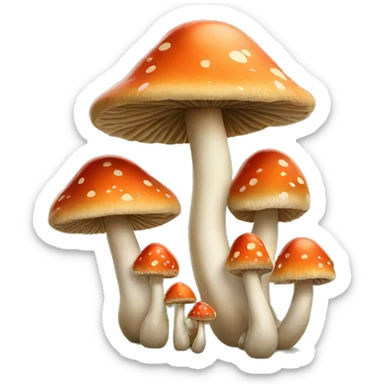 a family of majestic mushrooms walking in the nature sticker