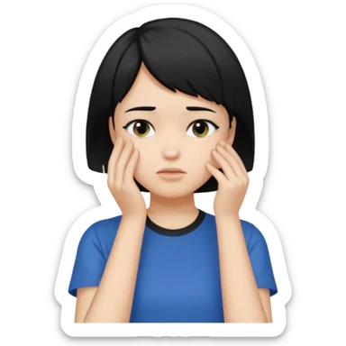 Girl with black hair and short hair  like boy hair who put her hand on her face like 🤦🏻‍♀️ sticker